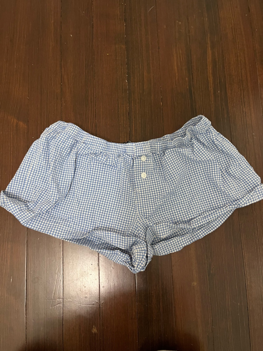 Brandy Melville Blue and White Gingham Shorts